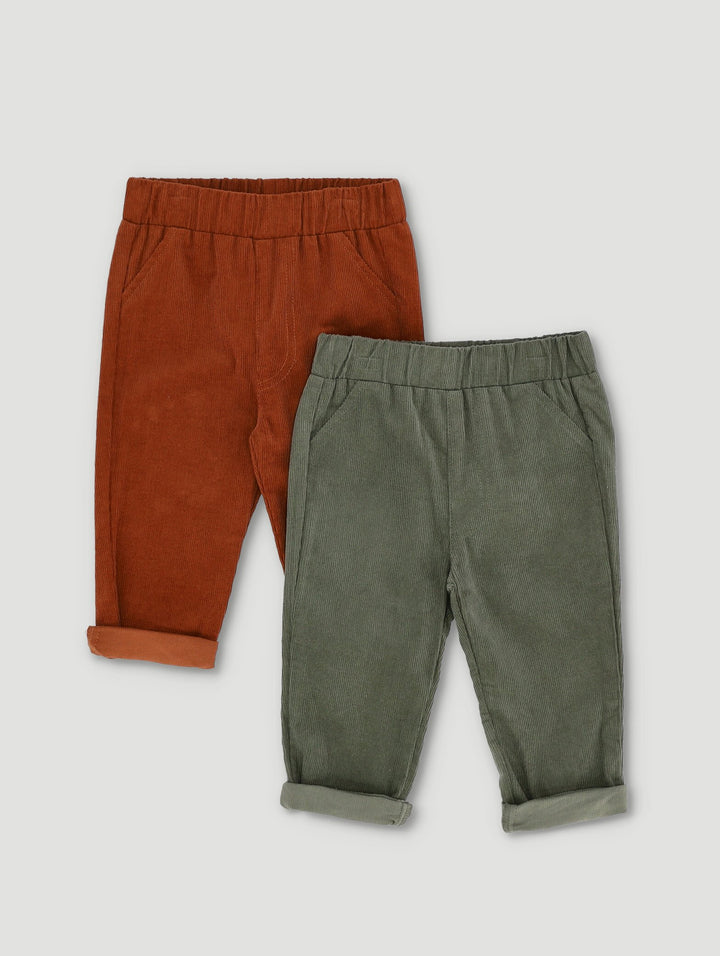 Baby Boys 2 Pack Corduroy Pants - Olive