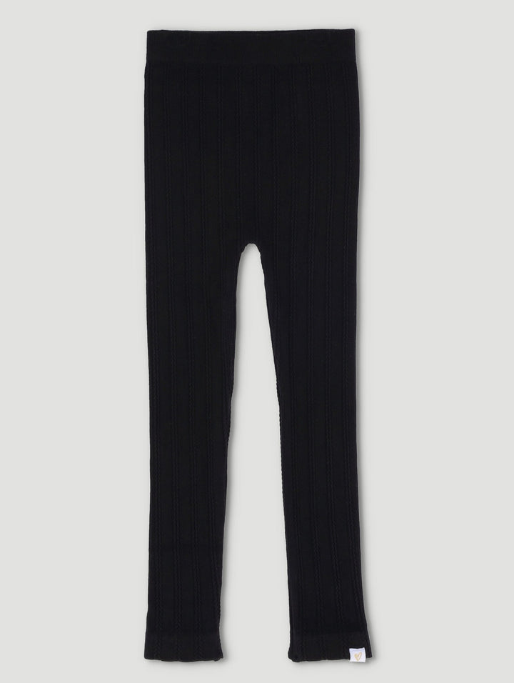 Pre-Girls Cable Knit Leggings - Black