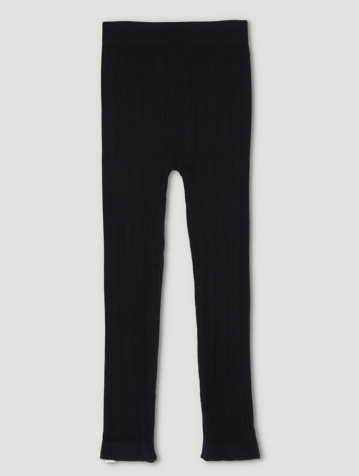 Pre-Girls Cable Knit Leggings - Black