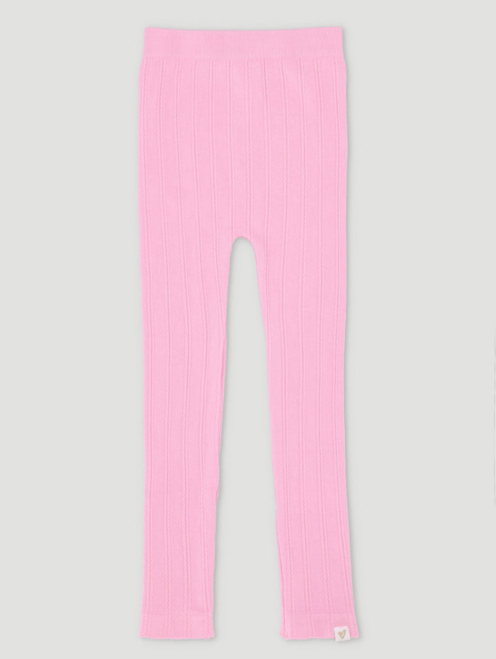 Pre-Girls Cable Knit Leggings - Pink