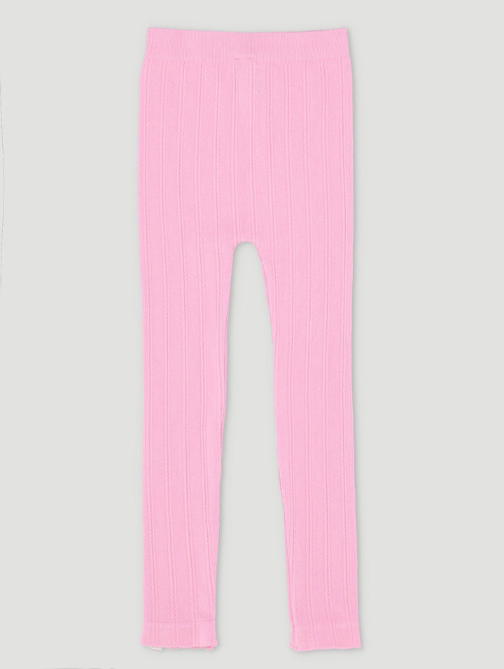 Pre-Girls Cable Knit Leggings - Pink