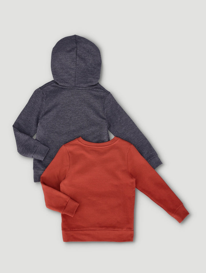 Pre-Boys 2 Pack Fleece Tops - Charcoal Melange/Red Ochre