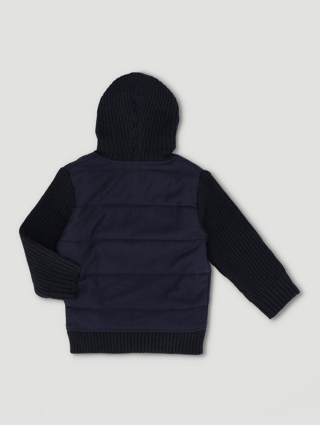 Pre-Boys Combo Fleece Knit Crew jacket- Navy