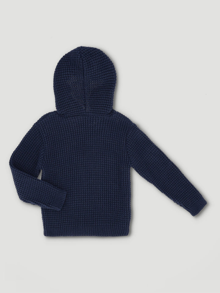 Pre-Boys Waffle Contrast Hoody - Navy