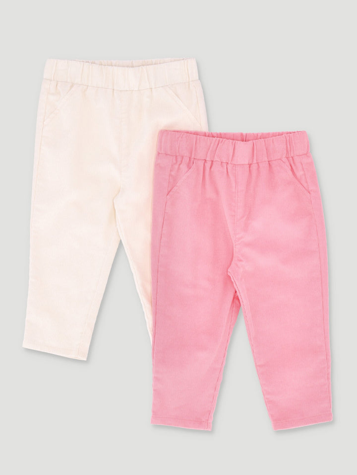 Baby Girls 2 Pack Corduroy Bottoms - Pink