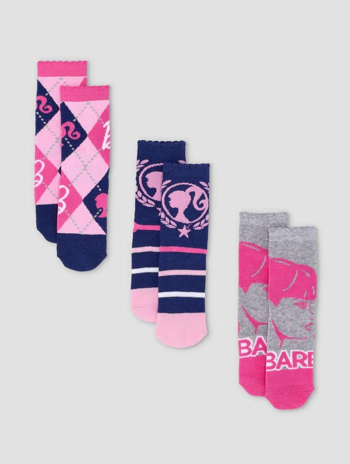 Pre-Girls 3 Pack Barbie Anklet Socks - Pink