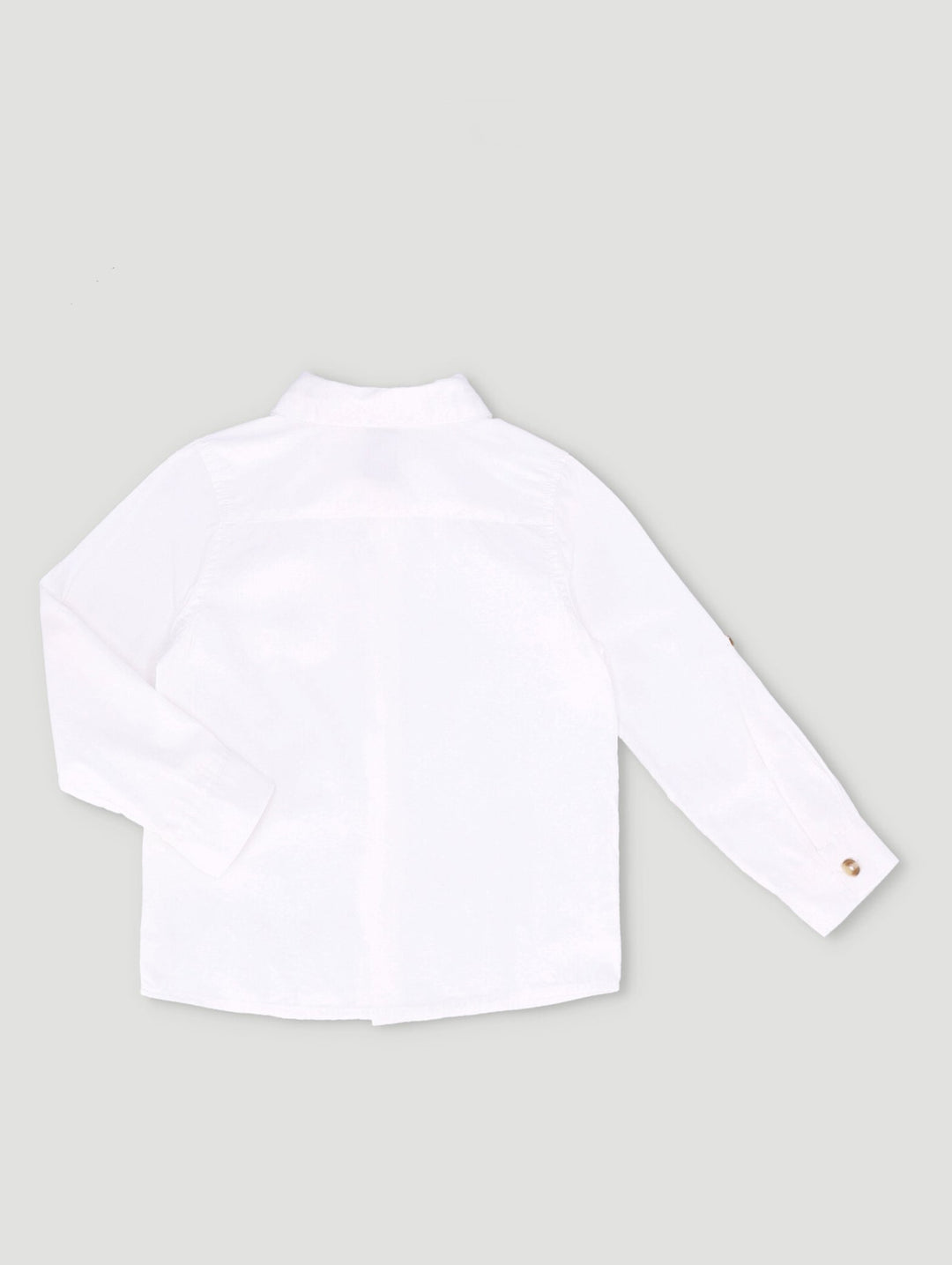 Pre-Boys Long Sleeve Plain Roll-Up Sleeve Shirt - White