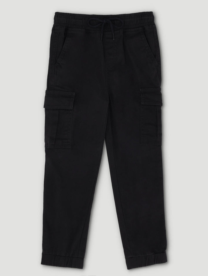 Pre-Boys Twill Jogger With Flat Pocket - Black