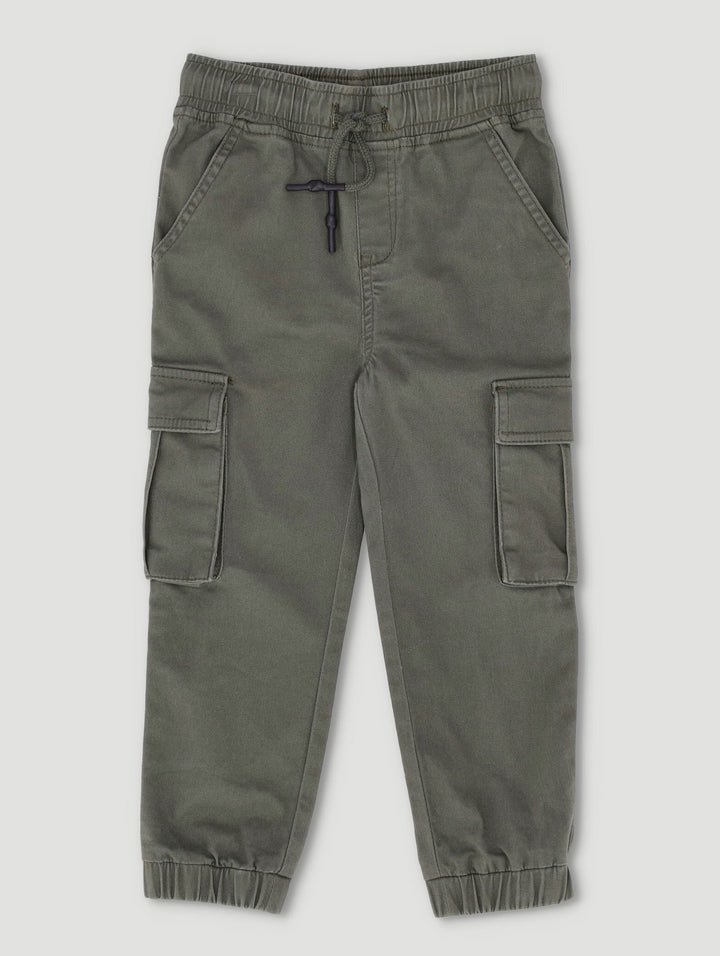 Pre-Boys Bellow Pockets Twill Jogger -  Olive