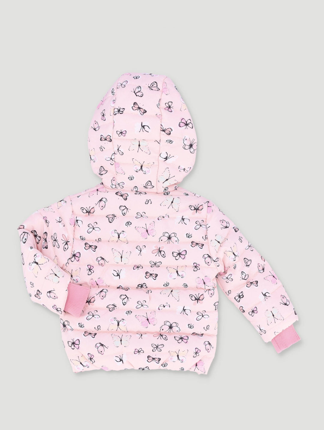 Baby Girls Butterfly Puffer Jacket - Pink