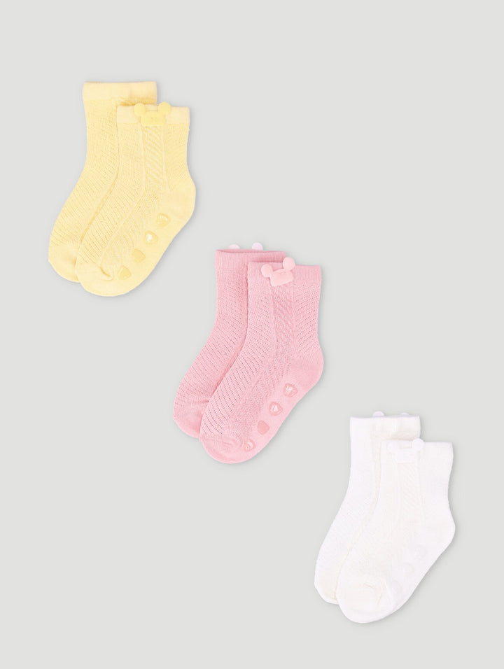 Baby Girls 3 Pack Bear Ear Socks