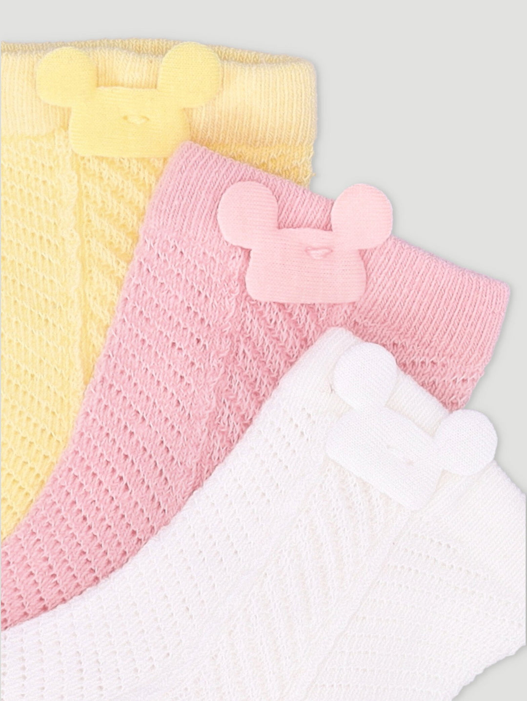 Baby Girls 3 Pack Bear Ear Socks