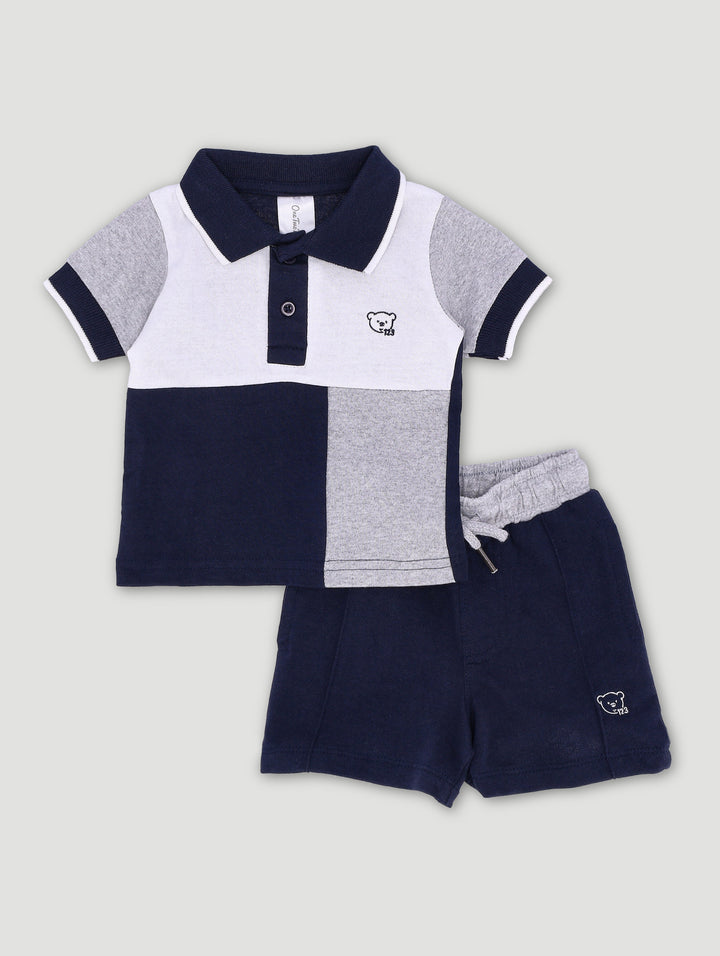 Baby Boys Colourblock Golfer Set - Navy