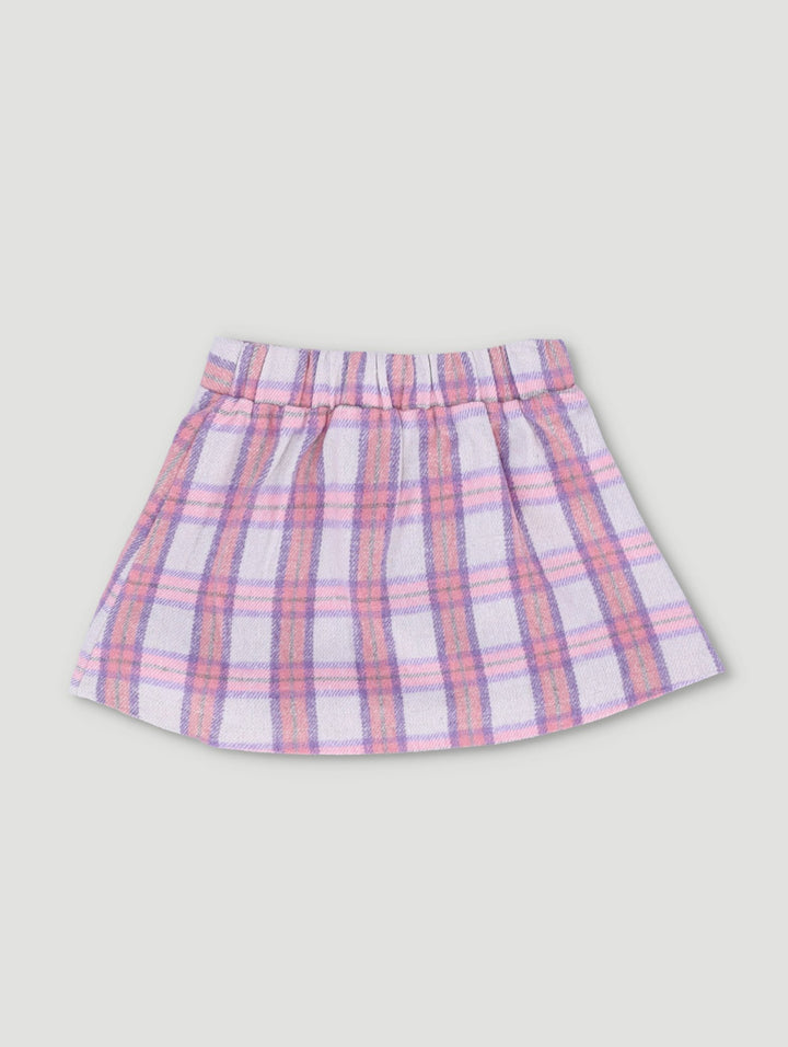 Pre-Girls Check Wool A-Line Skirt - Pink