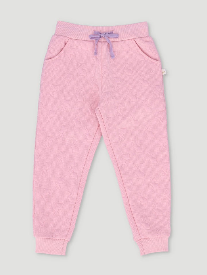 Pre-Girls Basic Embossed Bunny Jogger - Light Pink