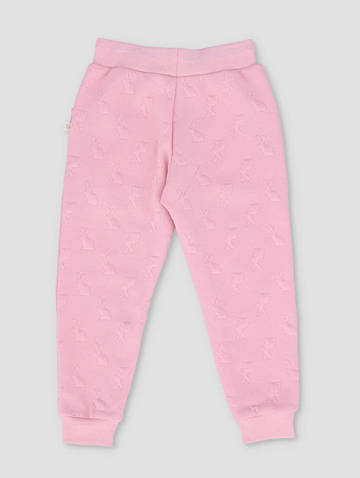 Pre-Girls Basic Embossed Bunny Jogger - Light Pink