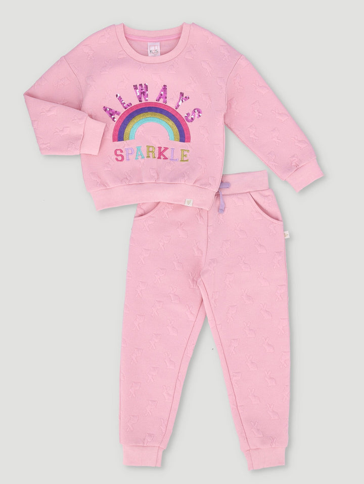 Pre-Girls Basic Embossed Bunny Jogger - Light Pink