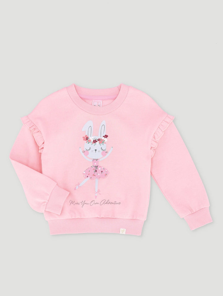 Pre-Girls Bunny Placement Track Top - Rose