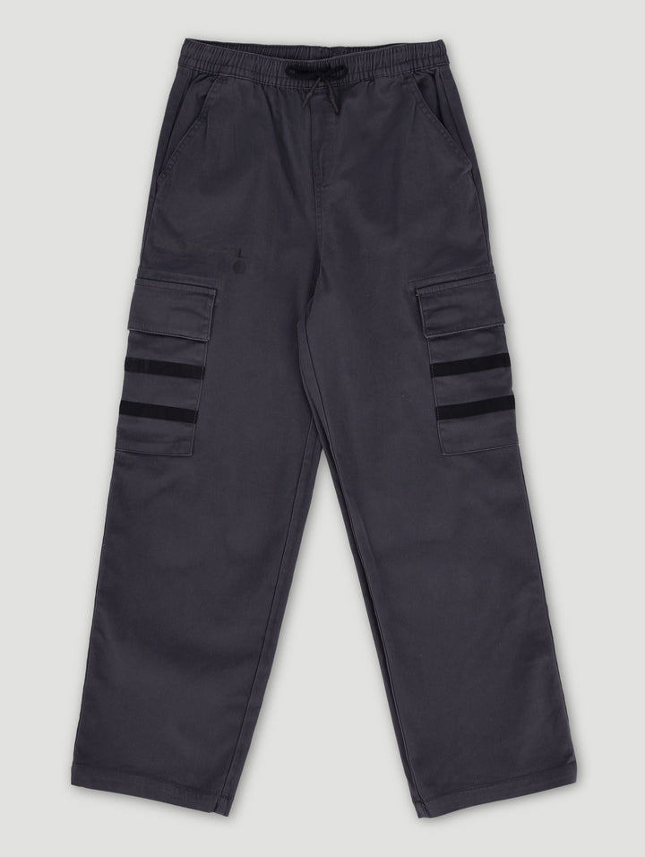 Boys Baggy Detail Cargo Pants - Dark Grey