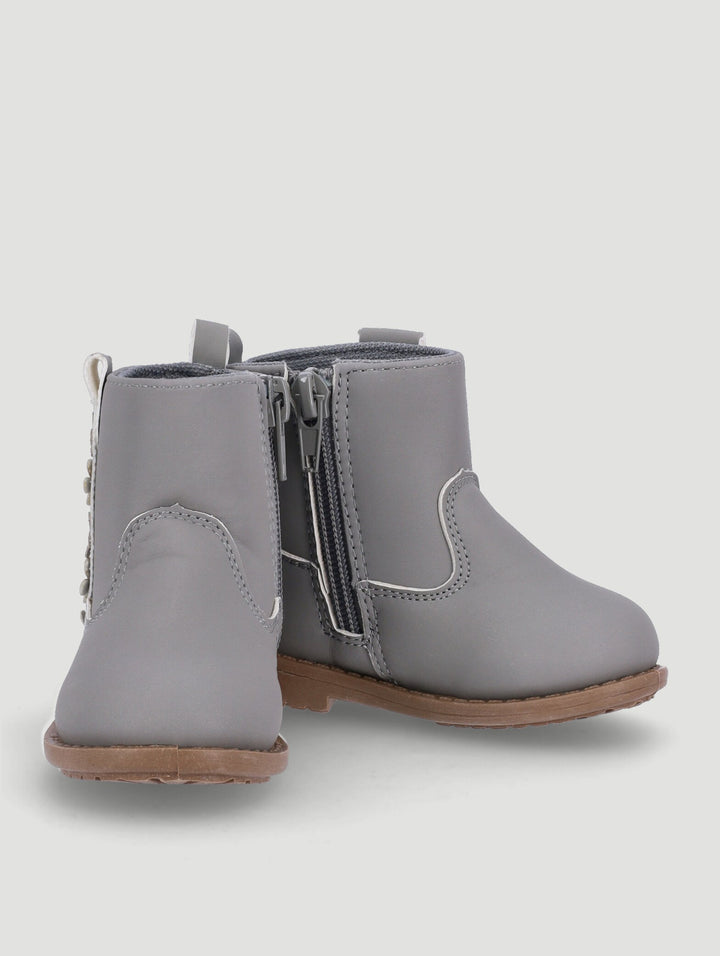 Baby Girls Flower Boot - Grey