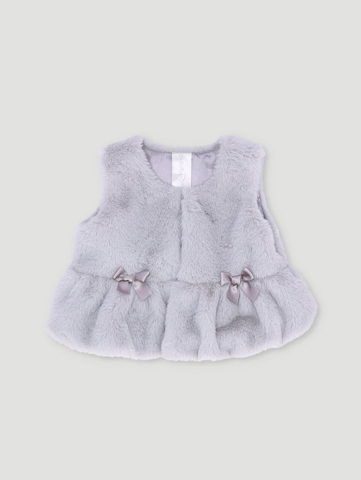 Baby Girls Fur Gillet Jacket - Grey