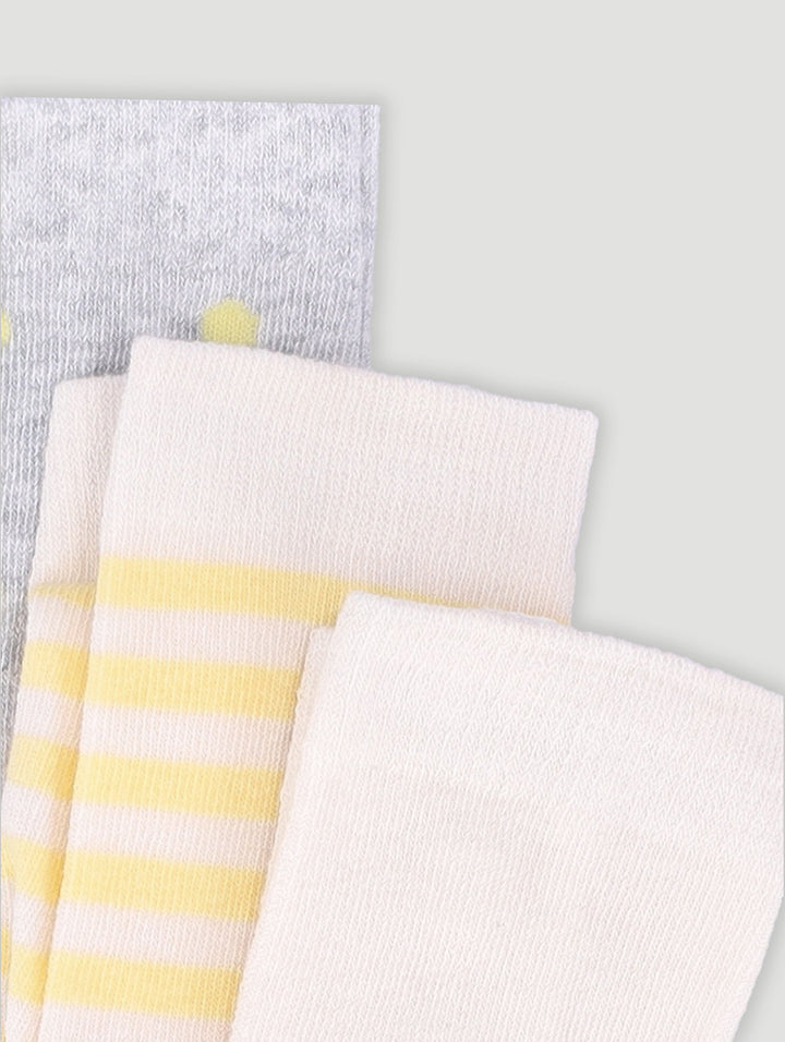 Baby Girls 3 Pack Sheep Stripe Stocking Socks - Yellow