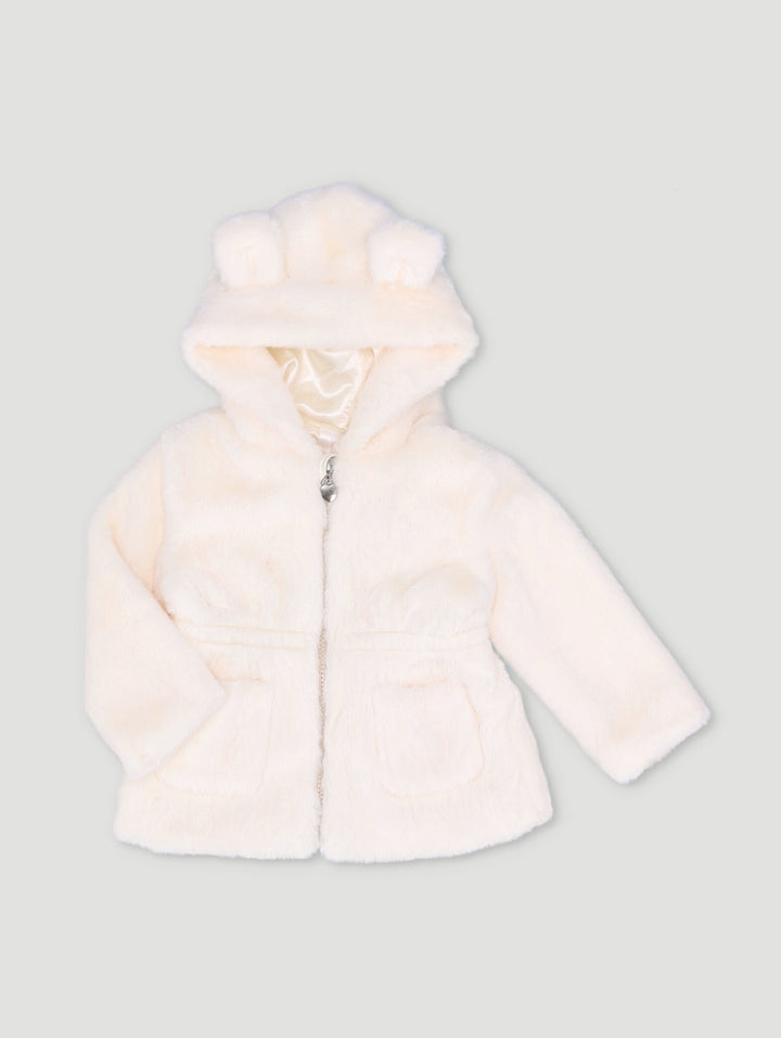 Baby Girls Fur Coat - Cream