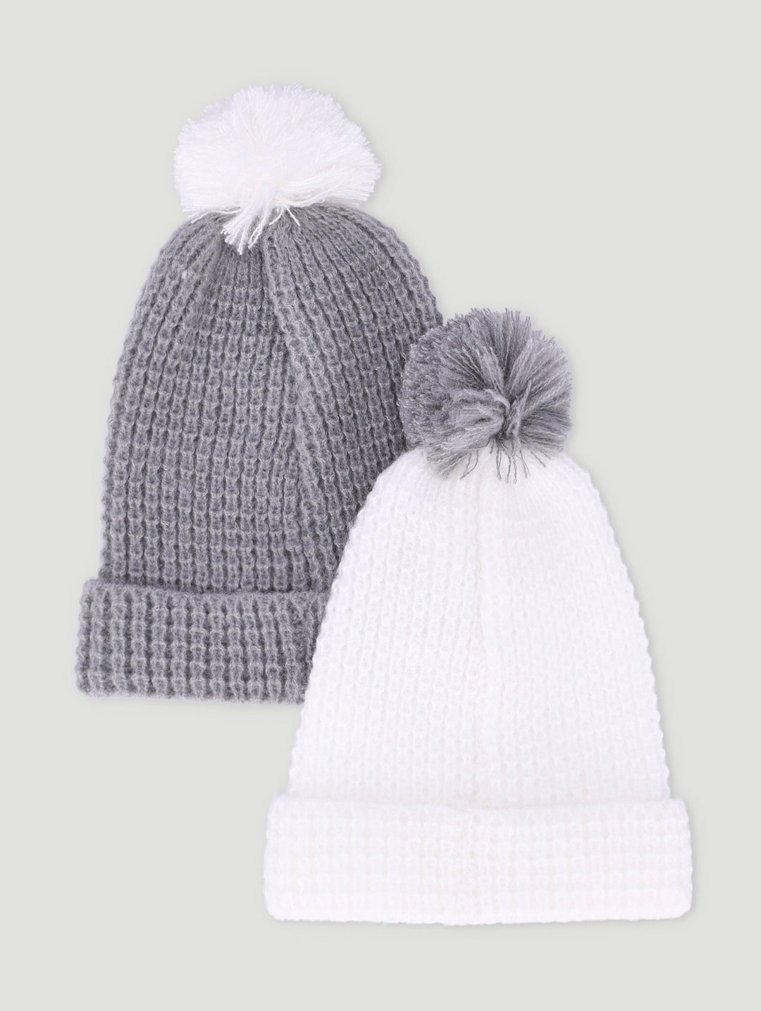 Baby Girls 2 Pack Colourblock Beanies - Grey