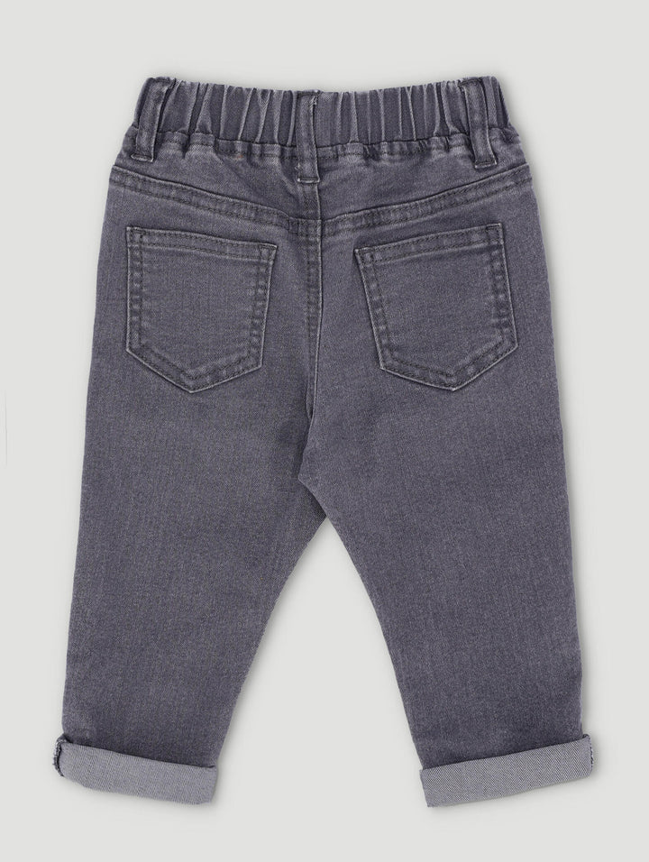 Baby Boys Pull On Denim Jeans - Grey