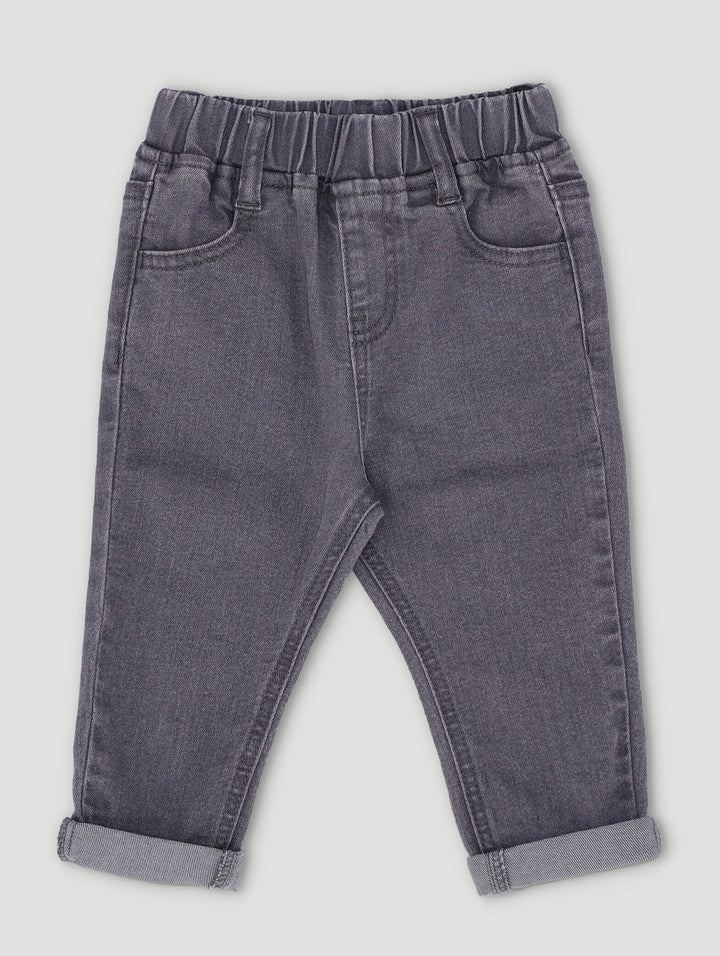 Baby Boys Pull On Denim Jeans - Grey