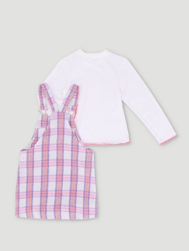 Pre-Girls Flannel Pinni & Long Sleeve Tee - Pink
