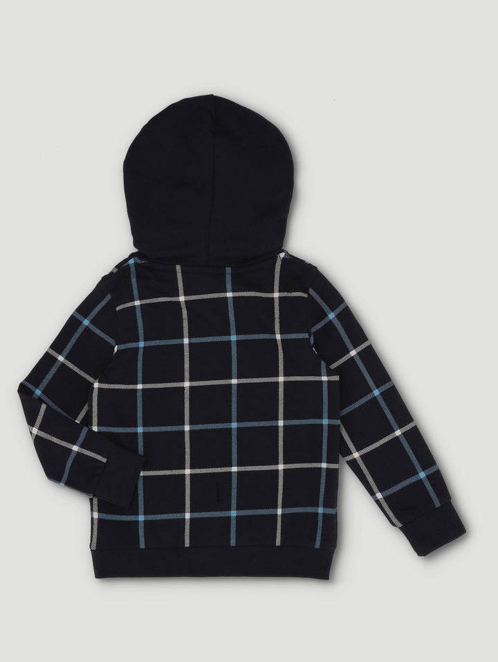 Pre-Boys Fashion Check Fleece Hoody - Black