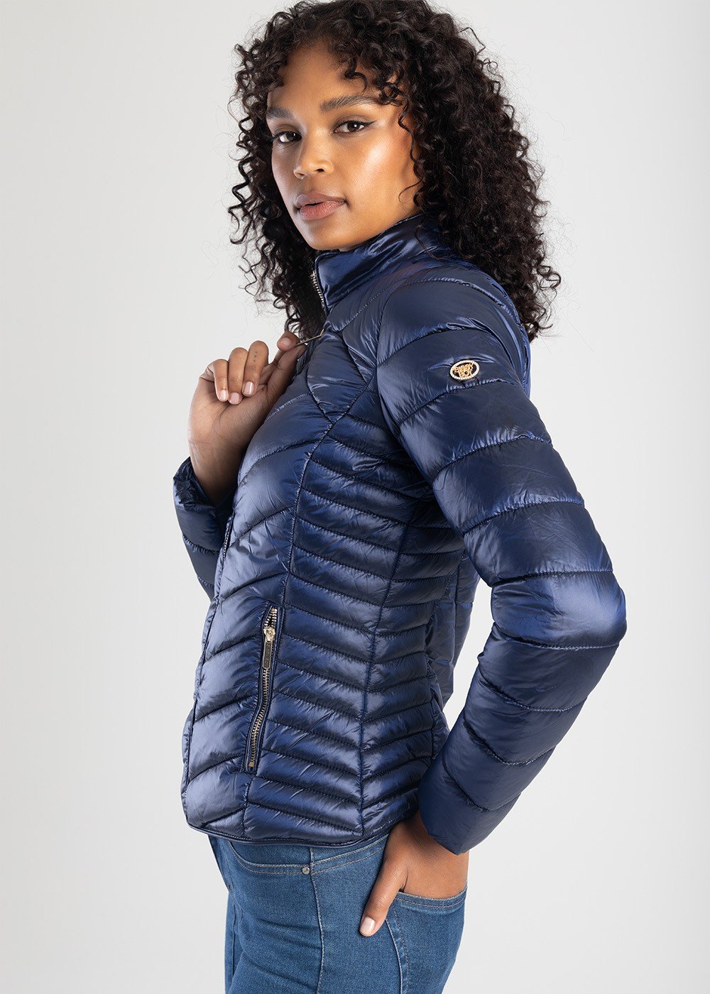 Basic Quilted Puffer Jacket - Navy/Blue