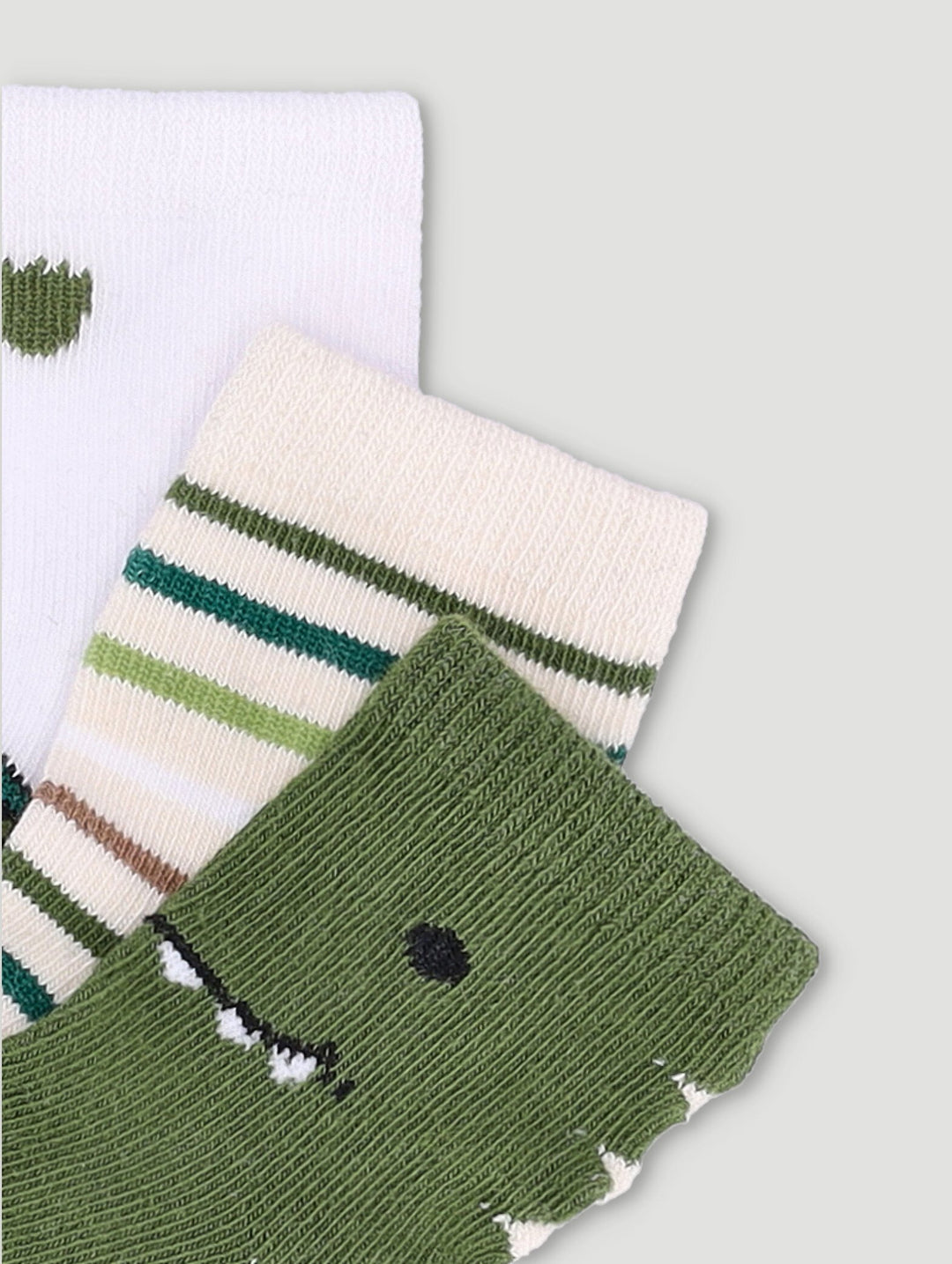 Baby Boys Cotton Dino Socks - Olive