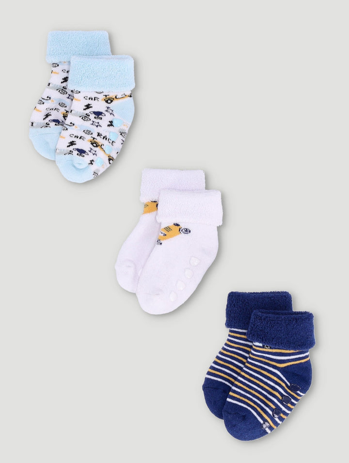 Baby Boys Car Towelling Sock - Light Blue