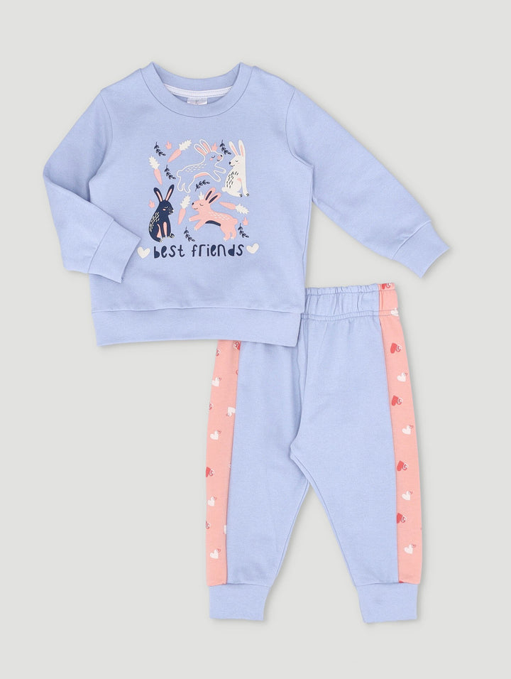 Baby Girls Rabbit Best Friends Tracksuit - Blue