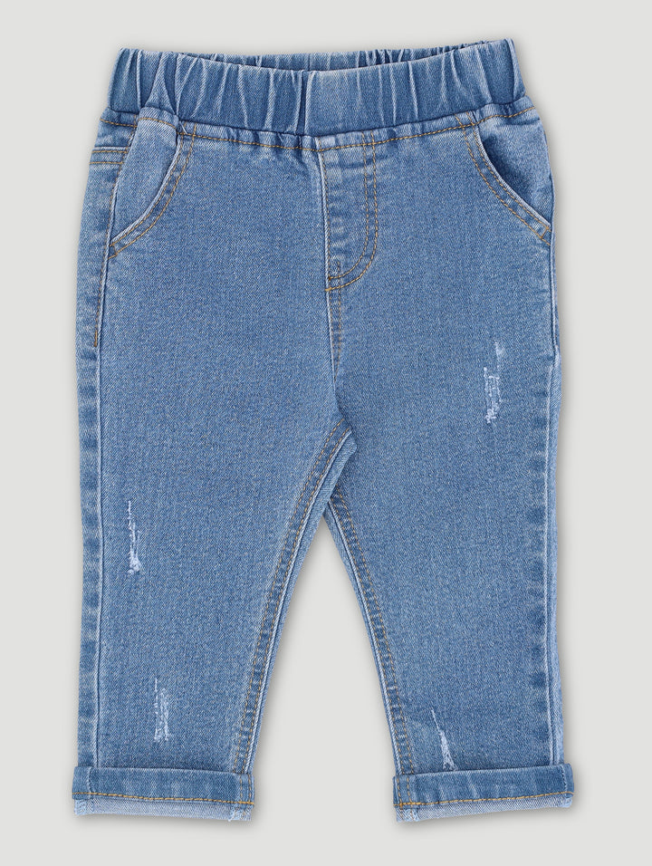 Baby Boys Ribbed Denim Jean - Light Blue