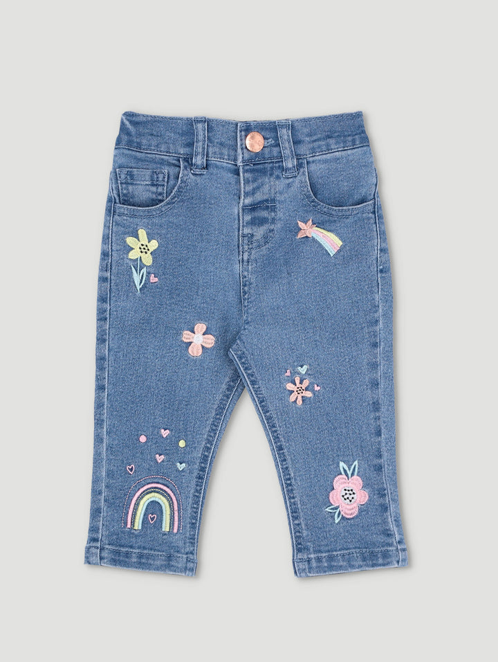 Baby Girls Embroidery Jean - Denim