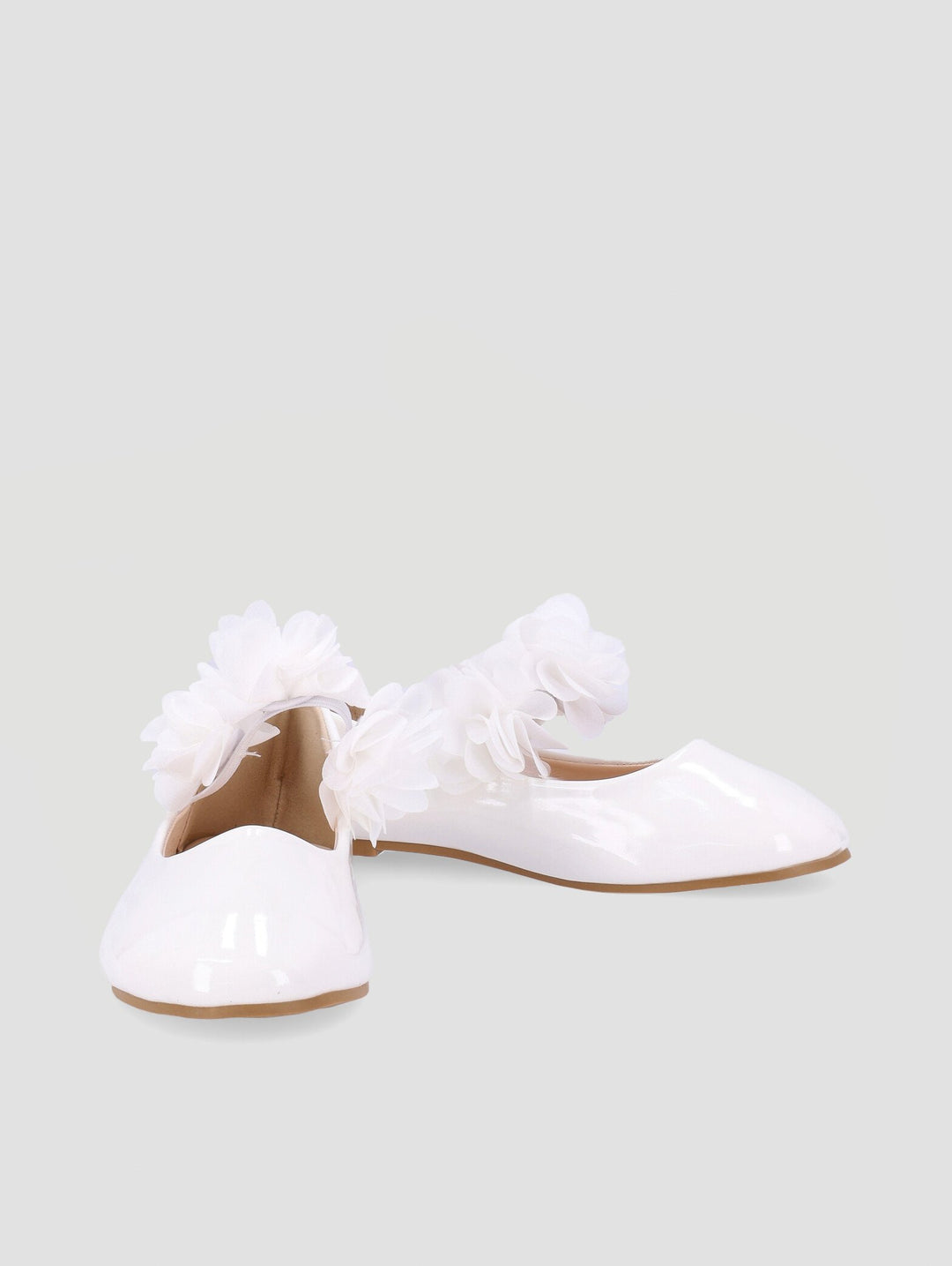 Pre-Girls Patent Flower Pump - White