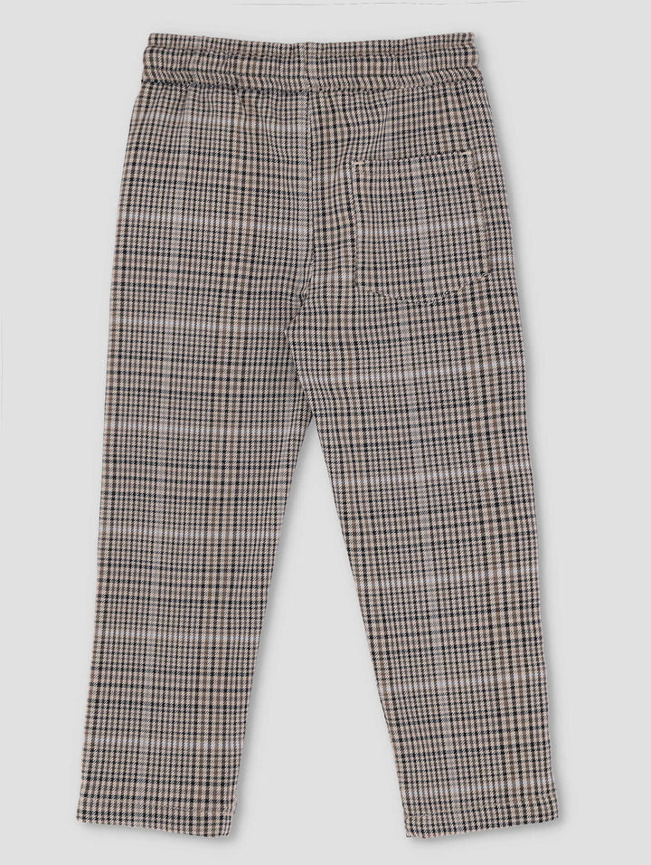 Pre-Boys Check Pull-On Pants - Brown