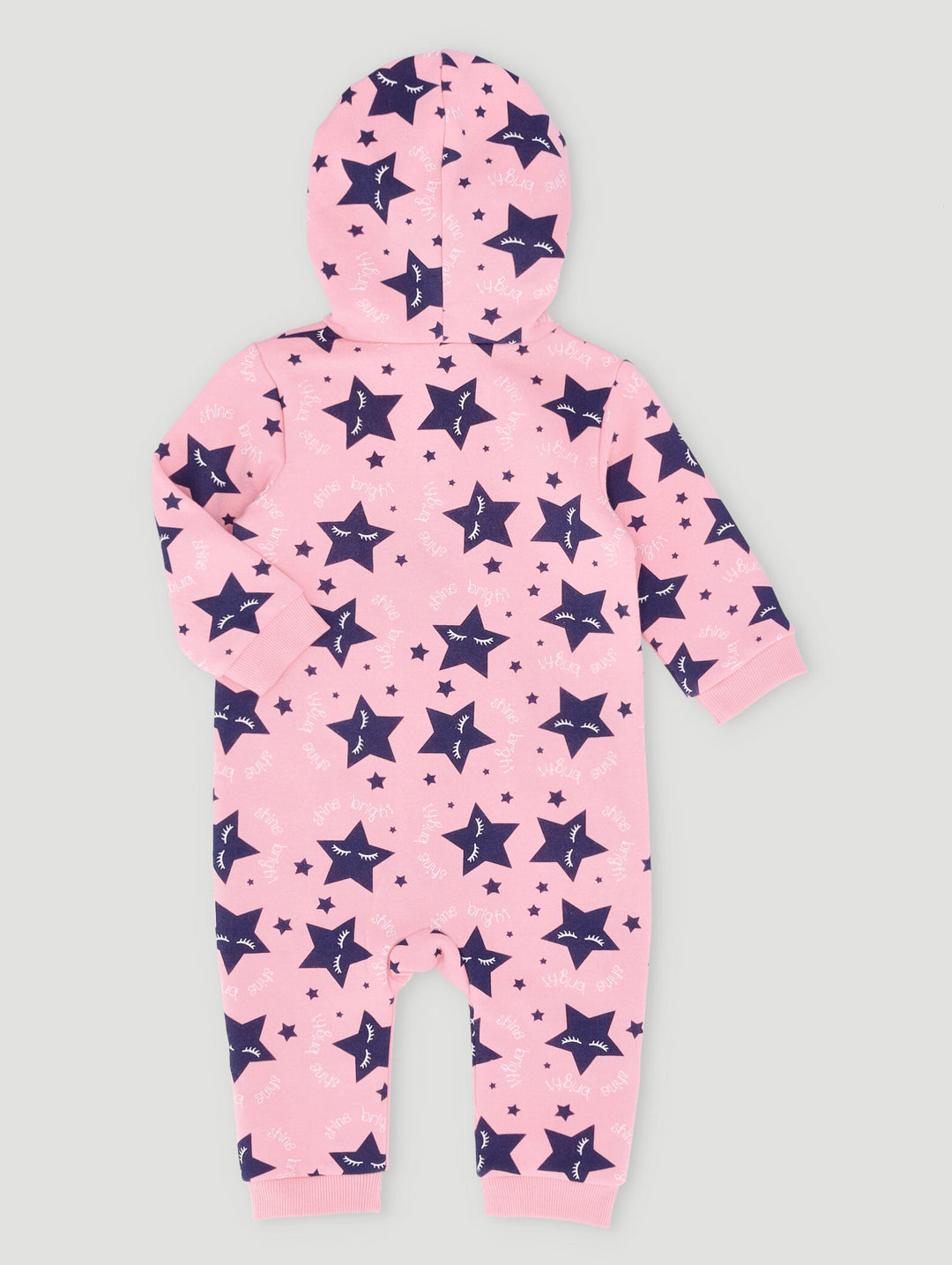 Baby Girls Hooded Star Sleepsuit - Pink