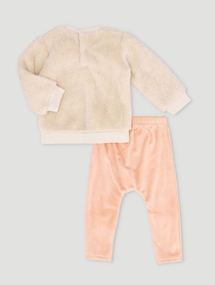 Baby Girls 3D Sherpa Ears Legging Set - Peach