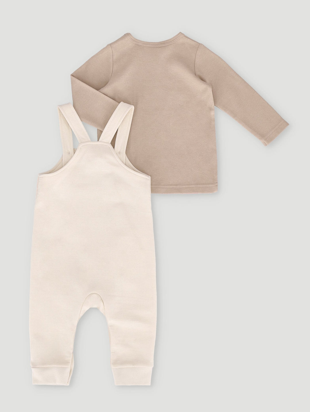 Baby Boys Fluffy Teddy Dungaree - Stone