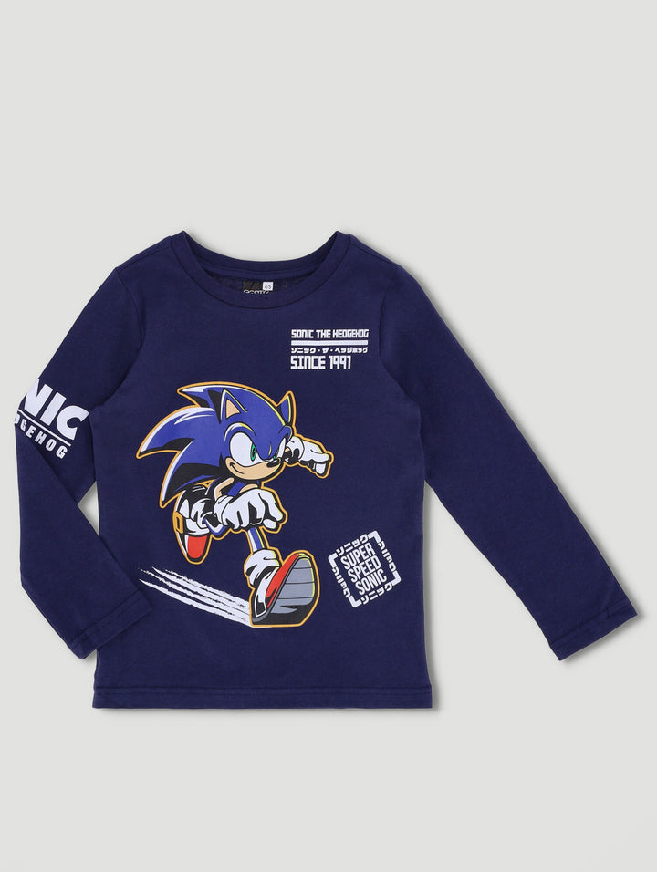 Pre-Boys Long Sleeve Sonic Tee - Navy