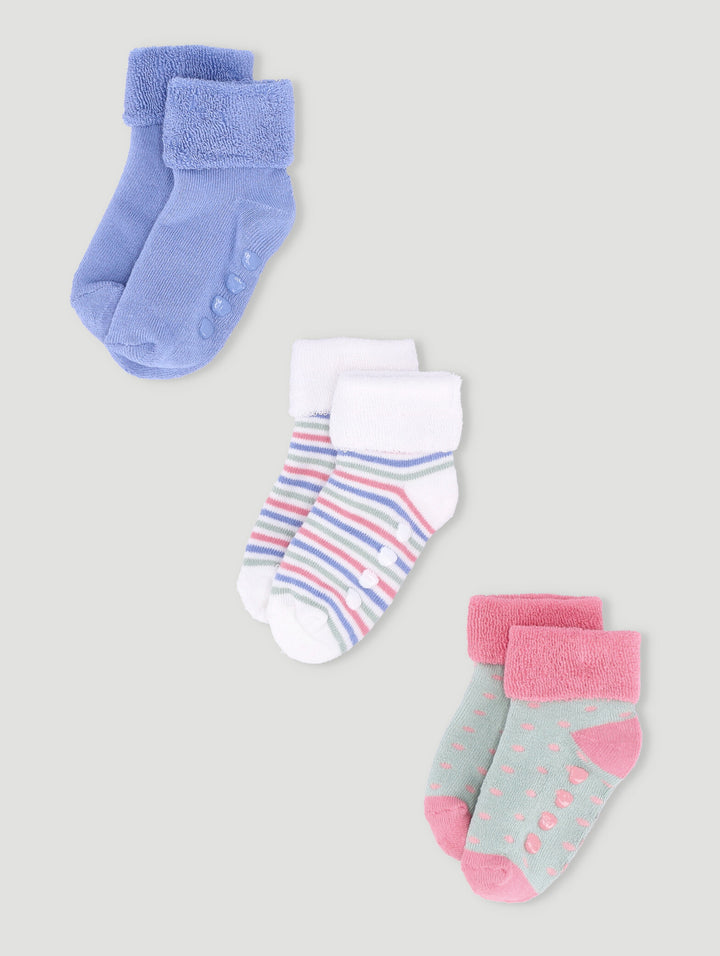 Baby Girls 3 Pack Heart Towelling Socks - White