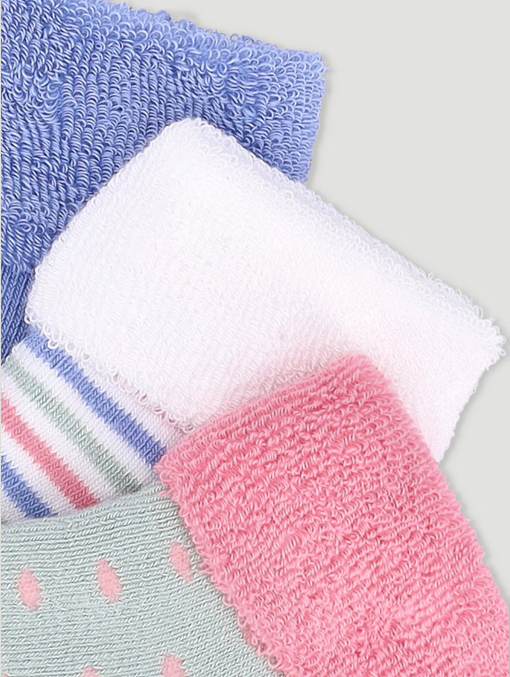 Baby Girls 3 Pack Heart Towelling Socks - White