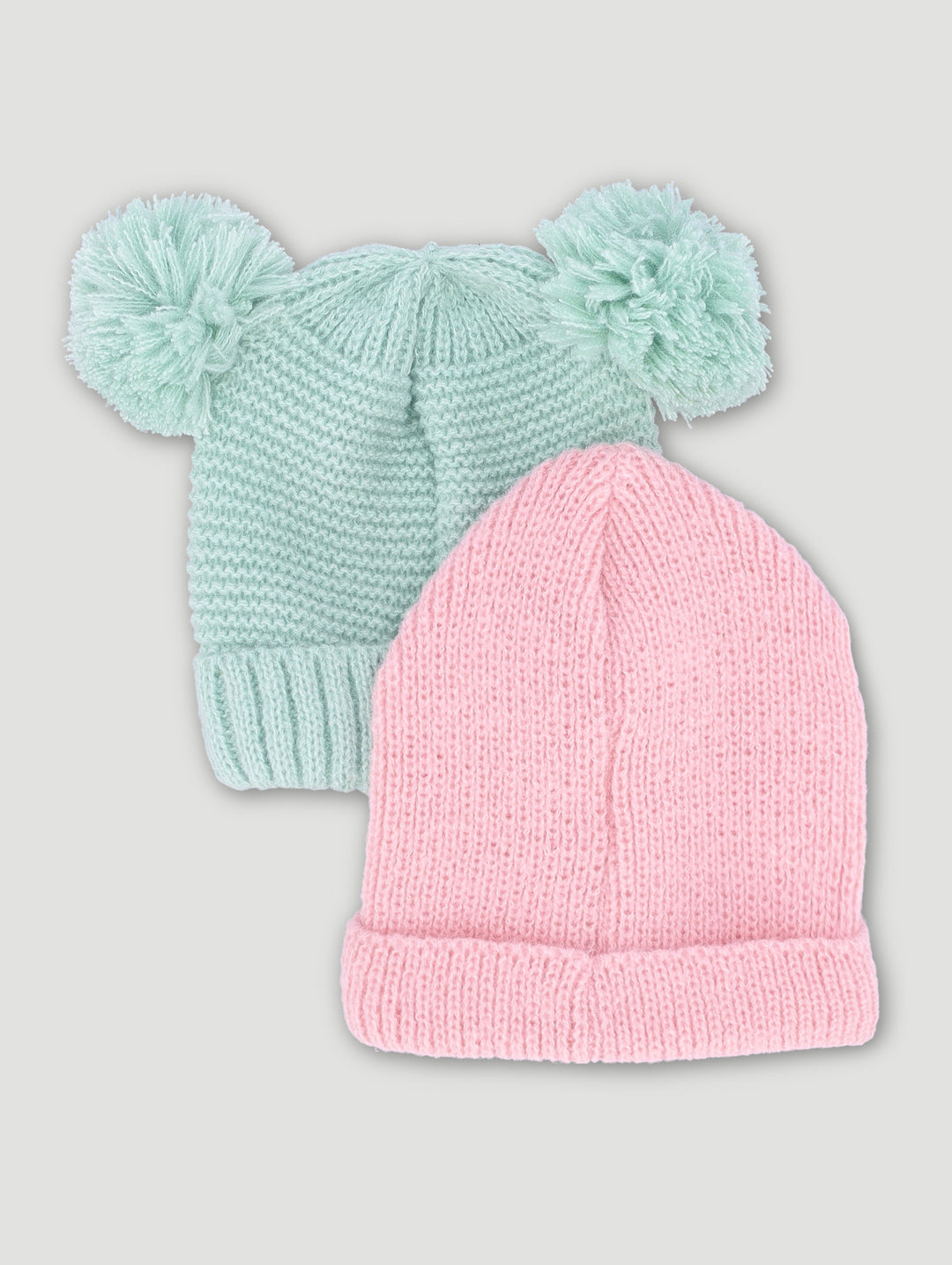 Baby Girls 2 Pack Pom Pom Beanie - Pink