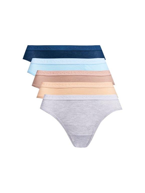 5 Pack Cotton Bikni Panties  - Tonal/Grey Melange