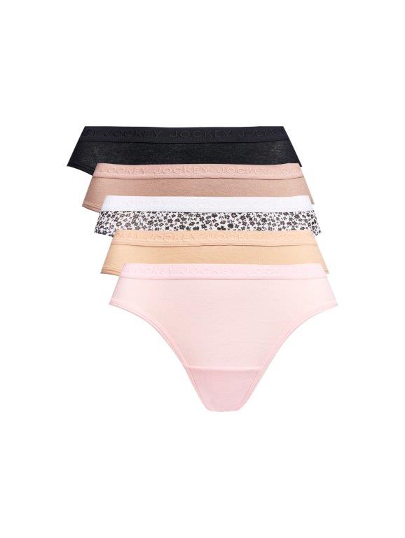 5 Pack Cotton Bikini Panties - Tonal/Daisy Print/Marshmelo