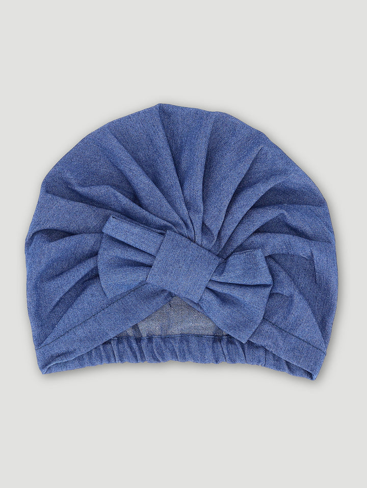 Baby Girls Turban With Bow - Denim